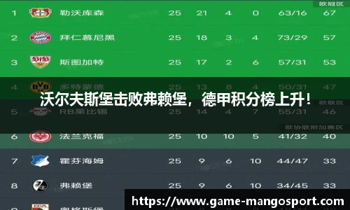 沃尔夫斯堡击败弗赖堡，德甲积分榜上升！